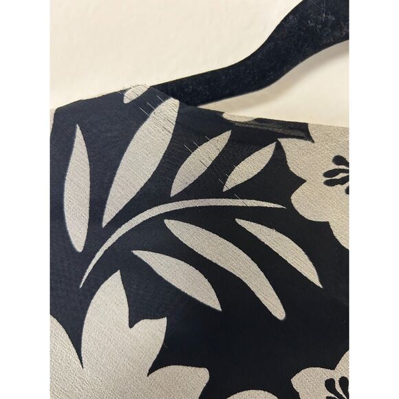 Vintage 90s Vision Apparel Dress Women's 6 Floral, Silk black and white summer - Picture 8 of 11